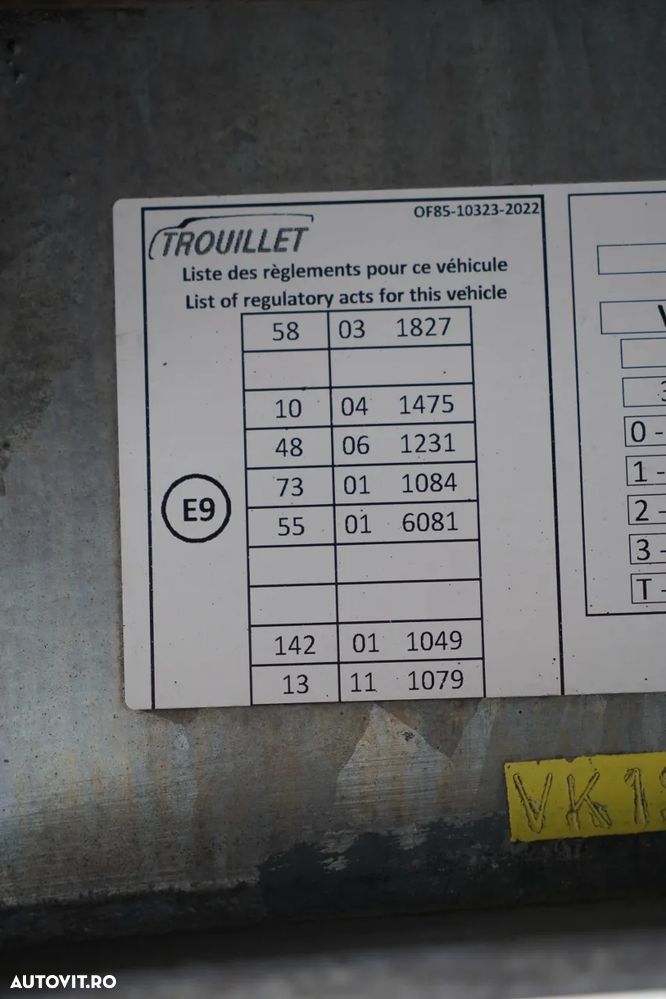 Trouillet / SEMIREMORCĂ FURGON / KOFFER / PODEA RANFORSATĂ / AXĂ RIDICABILĂ / AXE SAF / - 31