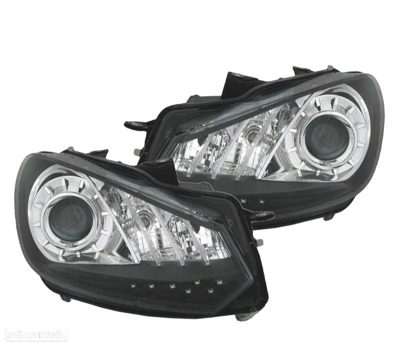 FARÓIS FRENTE LUZ DIURNA VOLKSWAGEN VW GOLF 6 FUNDO PRETO - 1