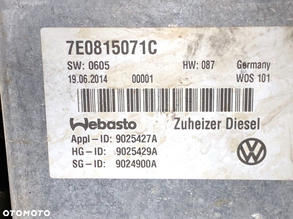 WEBASTO  VW TRANSPORTER V Autobus (7HB, 7HJ, 7EB, 7EJ) 2003 - 2015 1.9 TDI 75 kW [102 KM] olej - 5