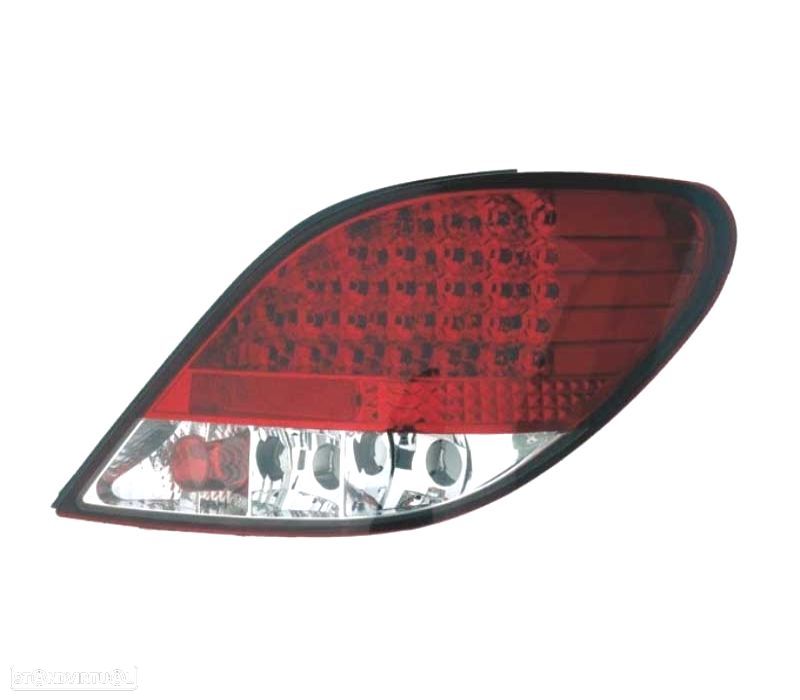 FAROLINS TRASEIROS LED PEUGEOT 207 06-12 VERMELHO CROMADO - 2