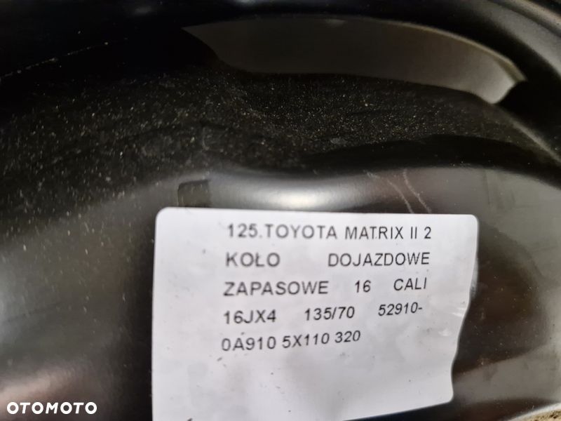 toyota matrix ii 2 koło dojazdowe zapasowe 135/70/16 5x110 16jx4 52910-0a910 - 2
