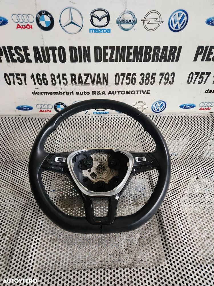 Volan Tesit Din Piele Cu Comenzi Vw T-Roc Tiguan Touran Golf Polo Cod 5TAAM Impecabil Dezmembrez Vw - 5
