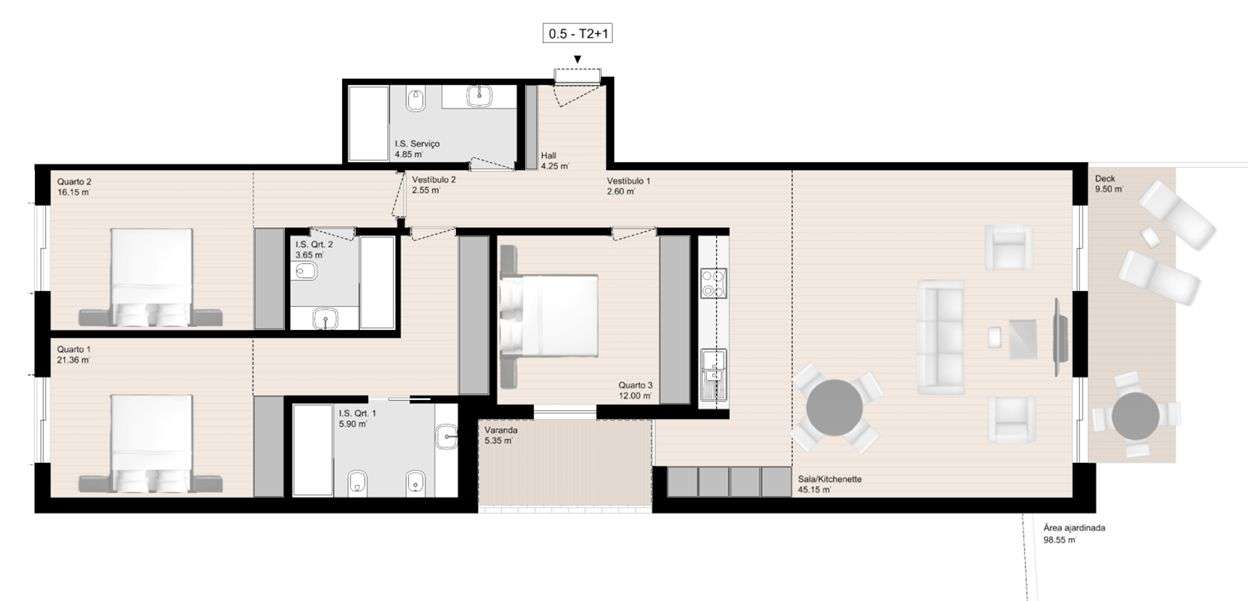 WHITE II j/praias, T3 c/139m2 + jardim e deck c/108m2 + BOX 2 carros - Grande imagem: 2/44