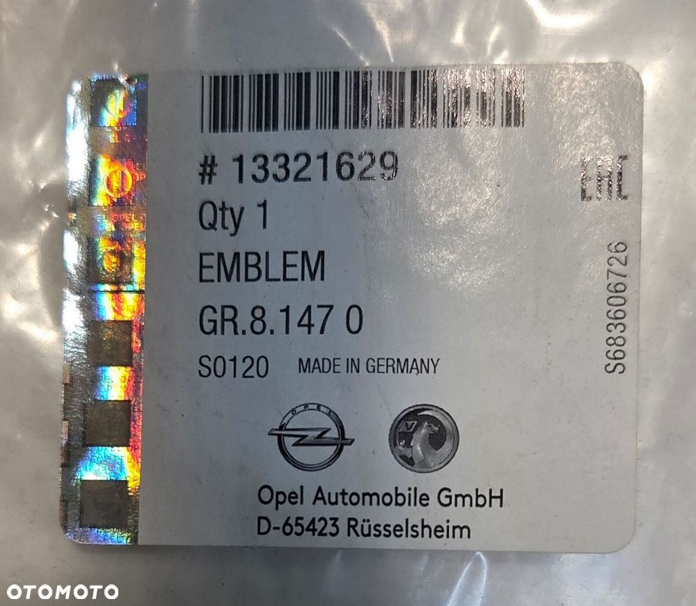 OPEL ASTRA IV J HB  EMBLEMAT ZNACZEK LOGO KLAPY TYŁ 13321629 NOWY ORYINAŁ - 3