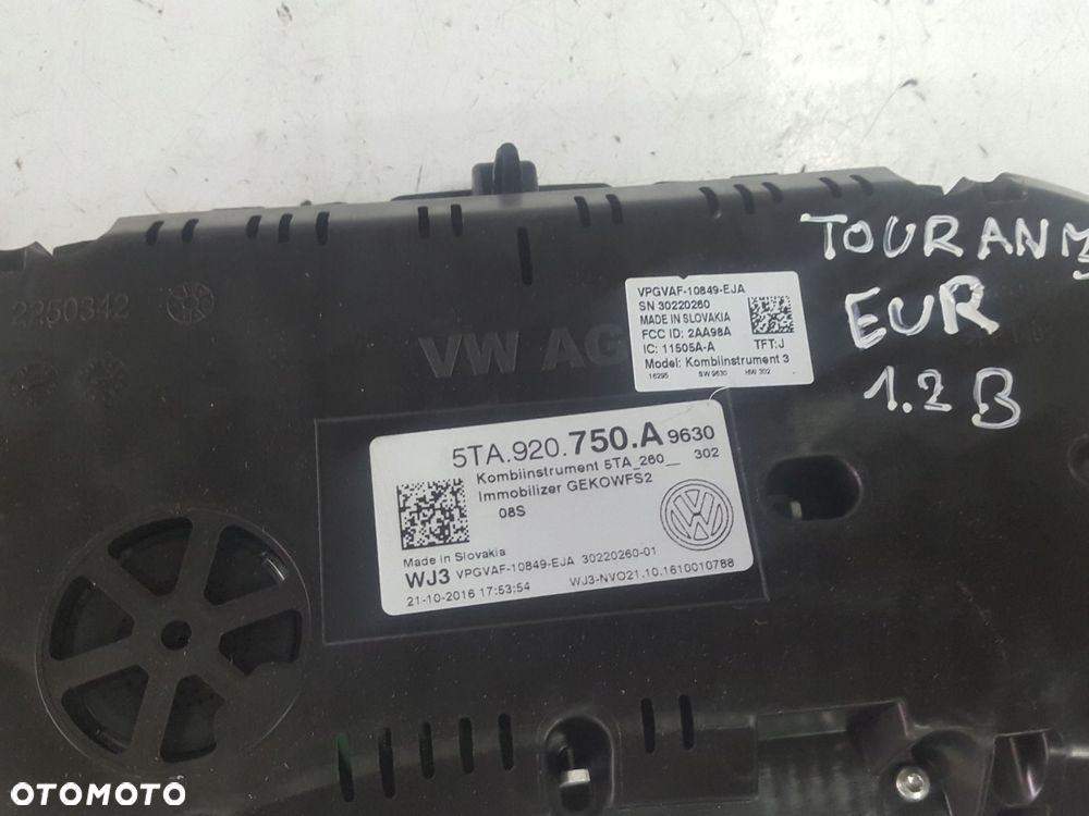 VW TOURAN 3 III 15r- 5T 1.2 TSI ZEGARY LICZNIK EUROPA 5TA920750A - 3