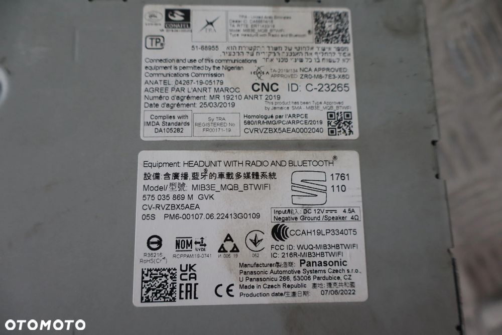 PANEL WYŚWIETLACZ RADIO EKRAN SEAT ATECA 575035869M - 11