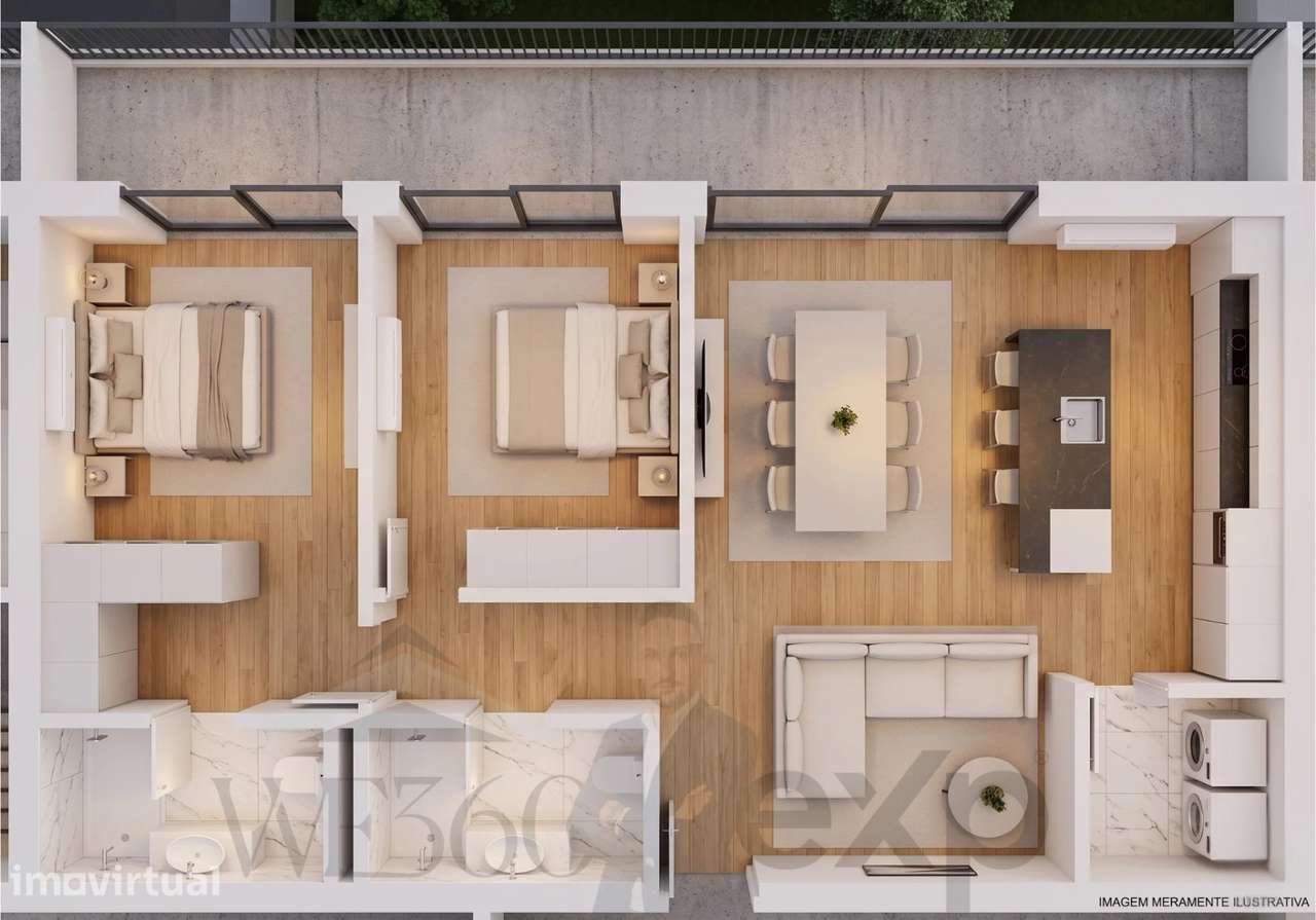 Apartamento T2 no Último Piso com Varanda Panorâmica de 20 m² sobre a - Grande imagem: 2/10