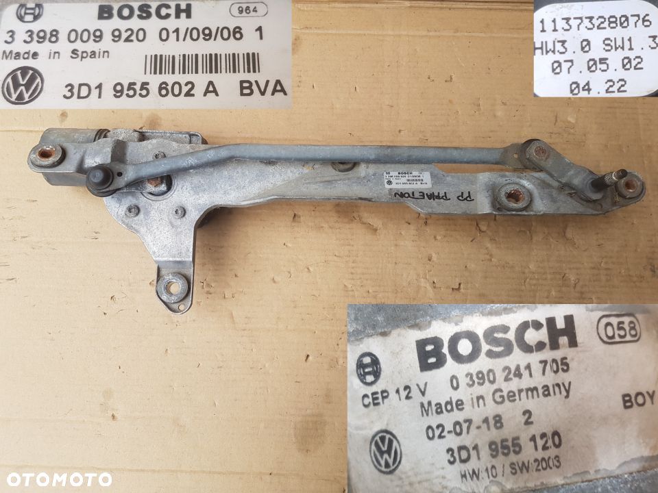 VW Phaeton mechanizm wycieraczki szyby przedniej silniczek wycieraczki - 6