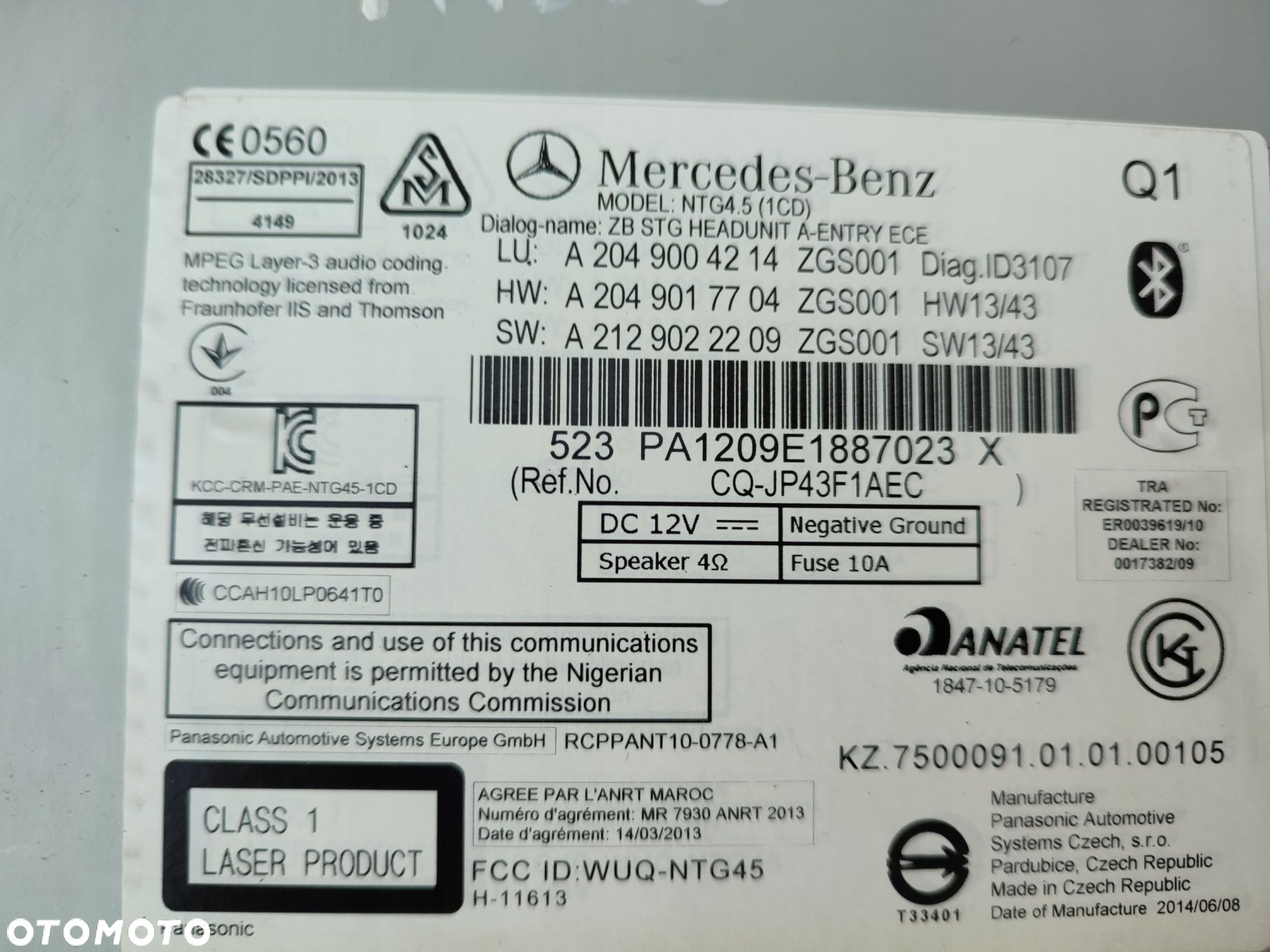 Radio nawigacja MERCEDES GLK X204 A2049004214 - 5
