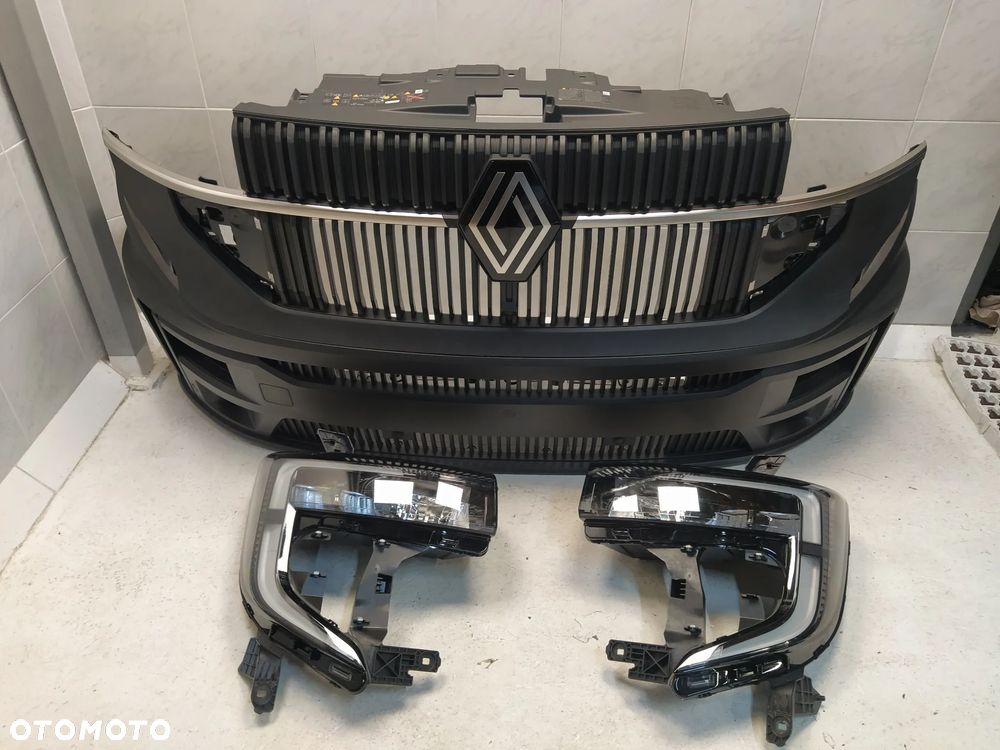 RENAULT MASTER IV V 24- ZDERZAK PRZÓD PRZEDNI GRILL ATRAPA CHŁODNICY LAMPY REFLEKTORY LEWA PRAWA 6xPDC HALOGENY KOMPLET NOWY ORYGINAŁ - 2