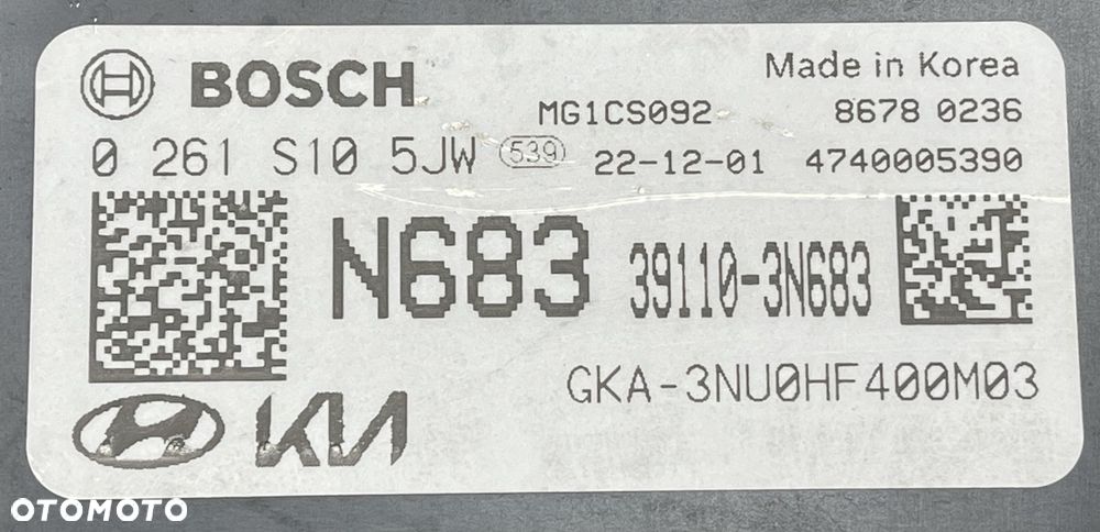 B3 KIA CARNIVAL IV 2020 - 3.5 STEROWNIK ECM KOMPUTER SILNIKA 39110-3N683 - 3