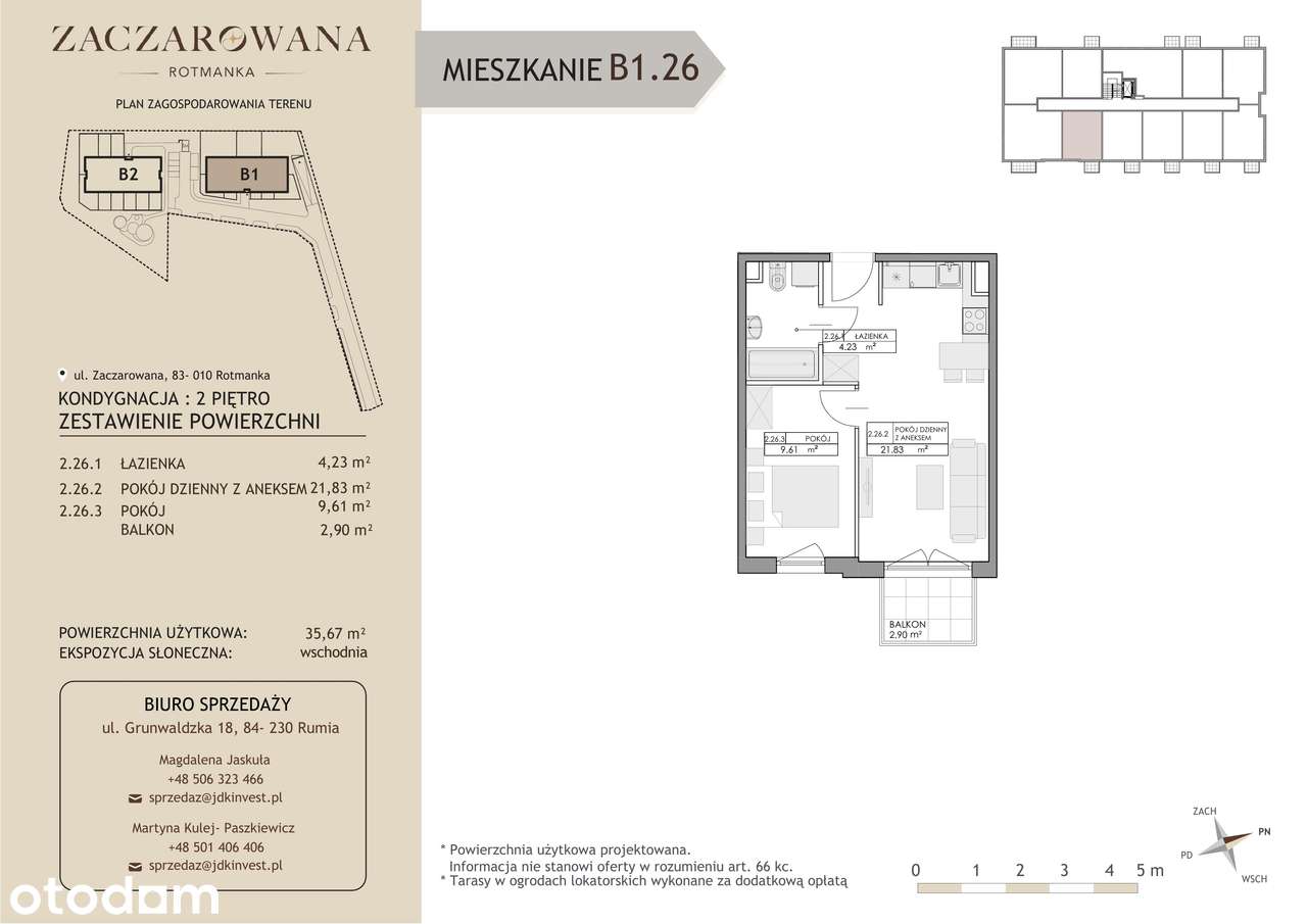 2 pokoje z balkonem | 35,53 m² | Rotmanka