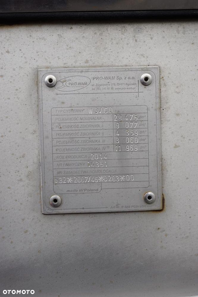 Sommer CYSTERNA SPOZYWCZA / 28 475 LITRÓW / 4 KOMOROWA /  WEBASTO / POMPA - 12