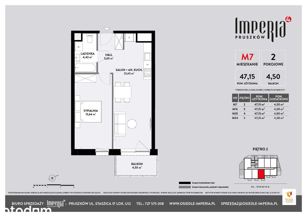 M25 mieszkanie 2 pokojowe z balkonem 47,15 m2