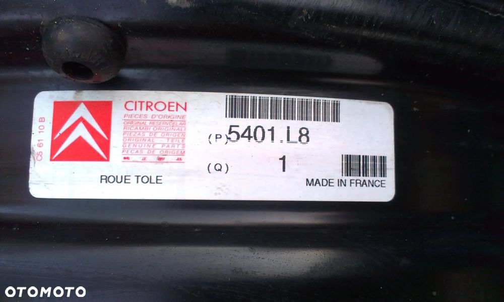 16”  -  Felgi  CITROEN - 4x108 , r-16 cali  -  C4 , C5 , DS3 , DS4, C3 Pluriel , C2 , Cactus , Grand Picasso , Berlingo , Xsara --  Stalowe  Koło Dojazdowe Rezerwowe Zapasowe Dojazdówka Zapasówka Rezerwa - 13