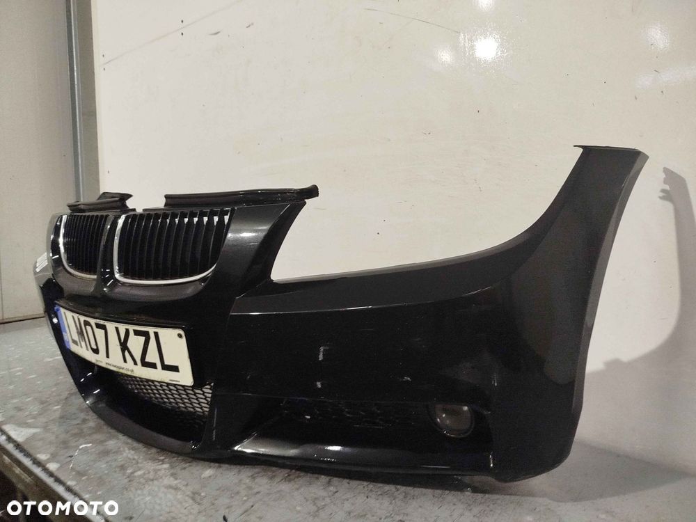 ^ ZDERZAK PRZÓD PRZEDNI BMW E90 E91 M PAKIET ///M SCHWARZ 2 CZARNY HALOGENY - 2