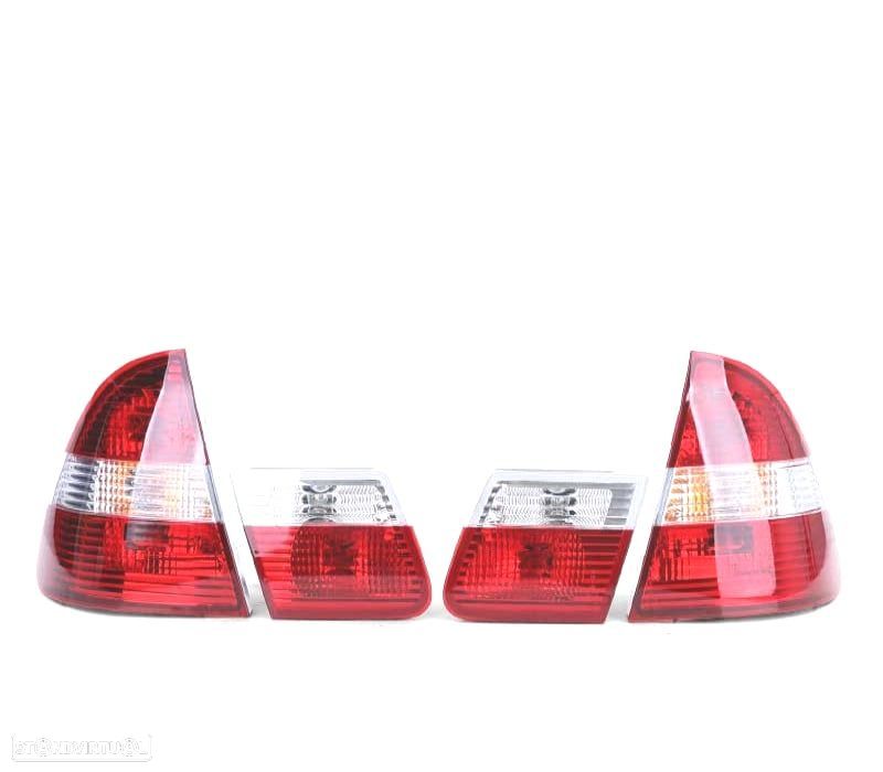 FAROLINS TRASEIROS BMW E46 TOURING 98-05 VERMELHO BRANCO - 2