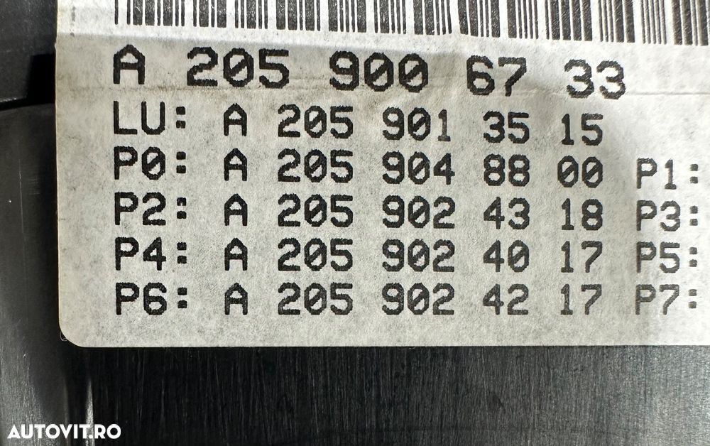 Ceasuri bord, kilometraj MERCEDES C-class W205 2.2 cdi an 2014-2020 cod A2059006733 cu 140.000 km - 5