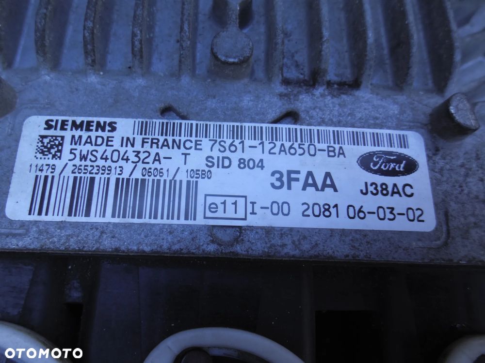 Komputer 7S61-12A650-BA 5WS40432A Ford 1.4TDCI FUSION LIFT EUROPA ZESTAW STARTOWY - 2