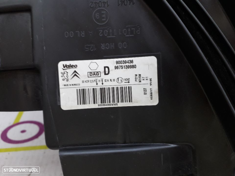 Óptica Direita Citroën C-Elisé 1.6 HDi 99Cv de 2015 - Ref: 9675139980 - NO600019 - 3