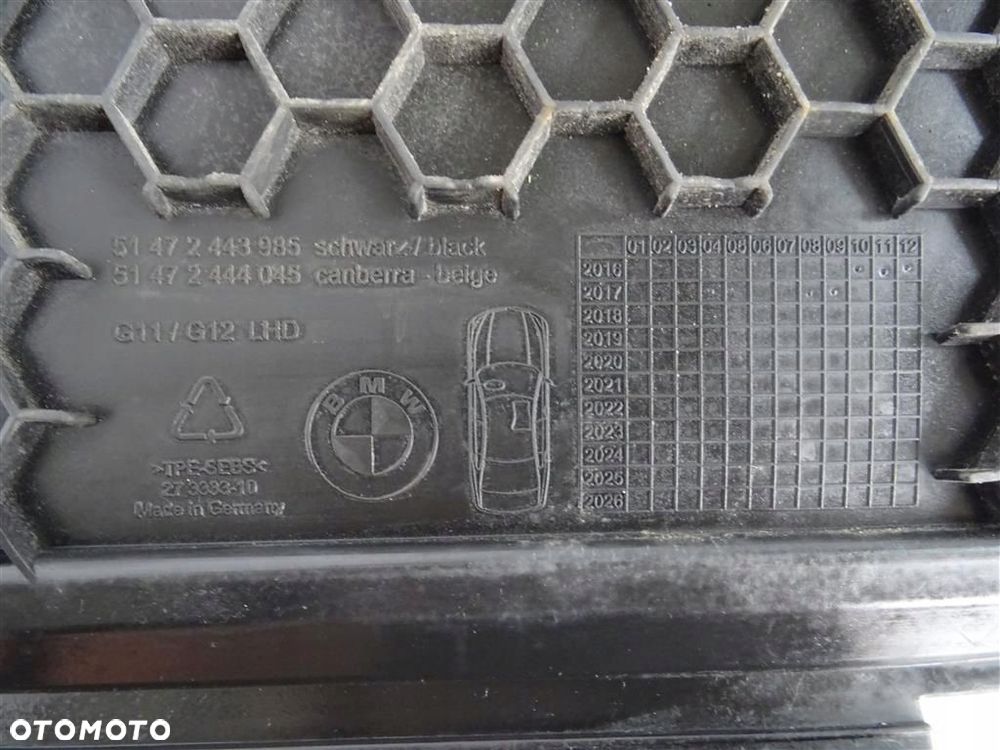 Dywaniki gumowe BMW Seria 7 G11 G12 2015-  PRAWY PRZÓD 51472443985 - 3