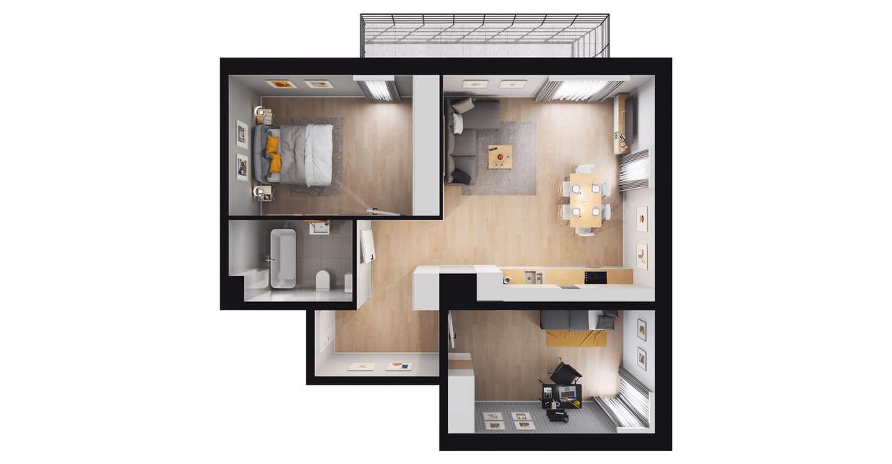 3-pokojowe mieszkanie 65m2 + balkon Bezpośrednio - Pełny obrazek: 2/7