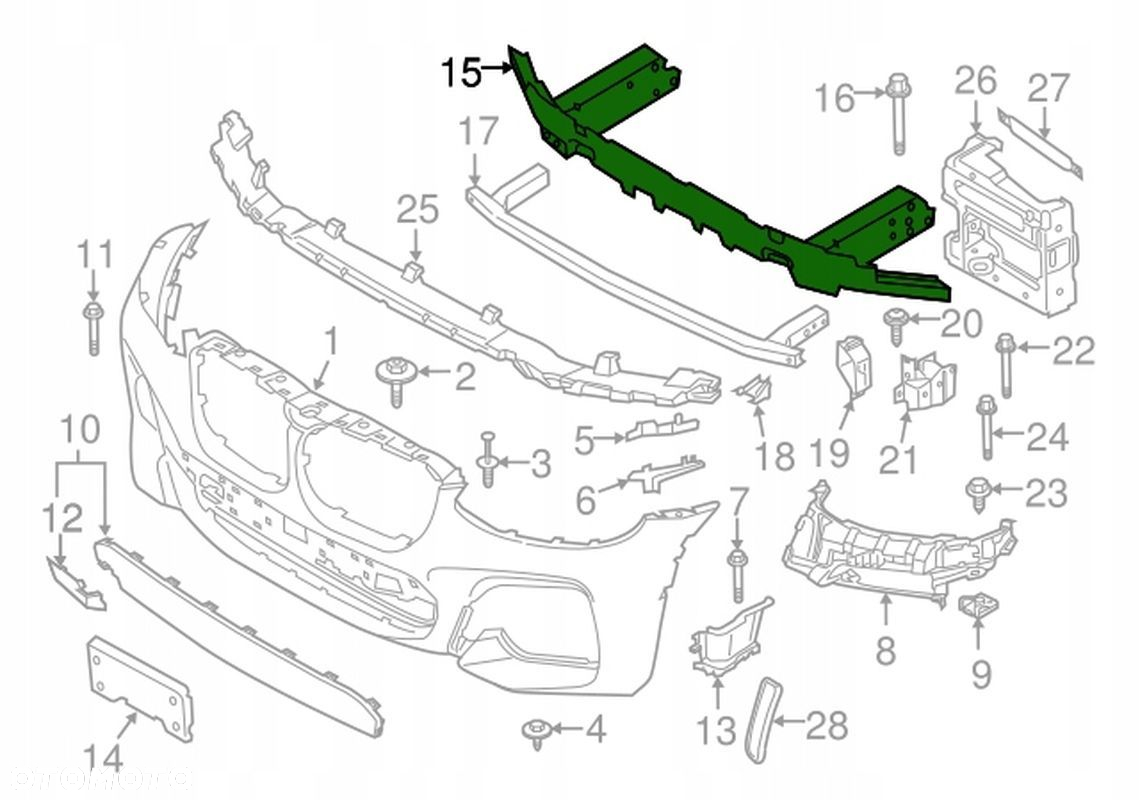 BELKA ZDERZAKA PRZÓD WZMOCNIENIE PAS PRZEDNI BMW X3 G01 X4 G02 51117399911 - 2