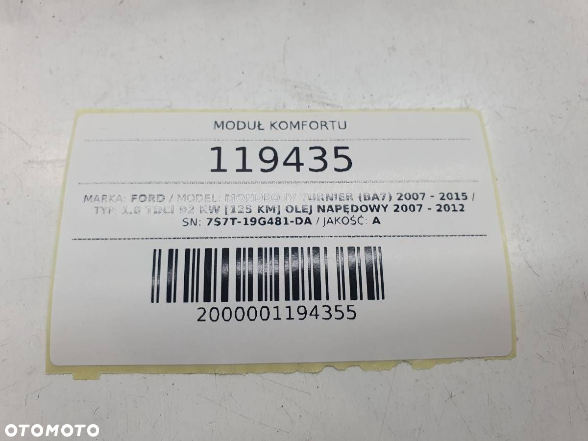 MODUŁ STEROWNIK KOMFORTU FORD MONDEO MK4 7S7T-19G481-DA - 4