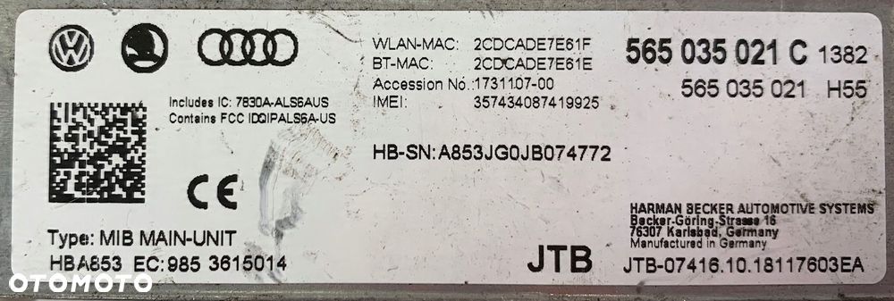 A308 SKODA MIB STEROWNIK MMI NAWIGACJA 565035021C - 15