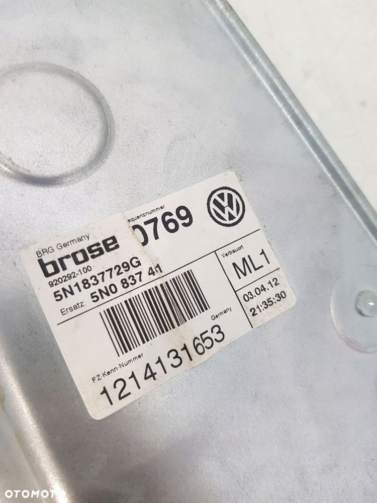 MECHANIZM PODNOŚNIK SZYBY LEWY PRZÓD 5N0837461 VW TIGUAN 5N 12R EUR - 6