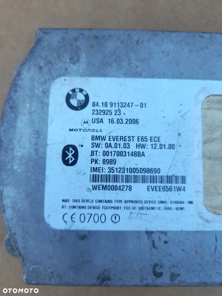 Moduł sterownik BLUETOOTH BMW 7 E65 9113247-01 - 2