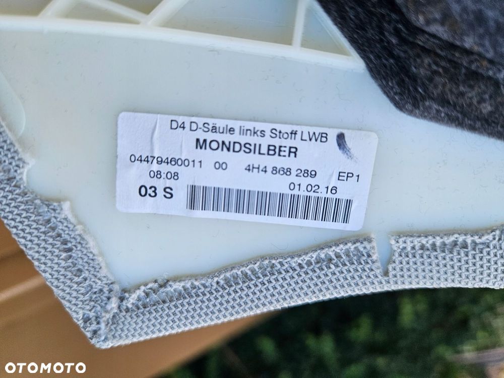 A8 D4 LONG TAPICERKA SŁUPKA LEWA 4H4868289 - 2