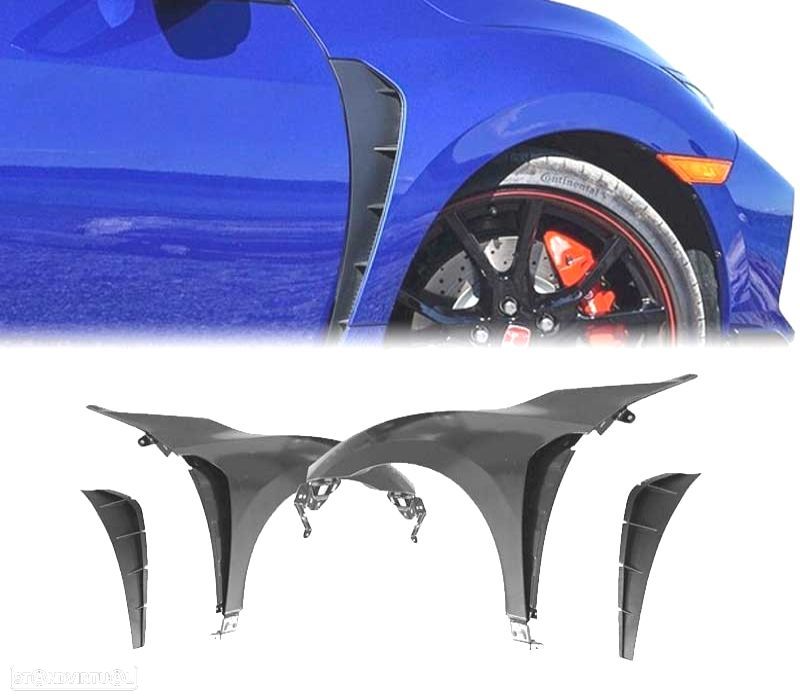 KIT 2 GUARDA-LAMAS HONDA CIVIC TYPE R 16-20 METAL - 2