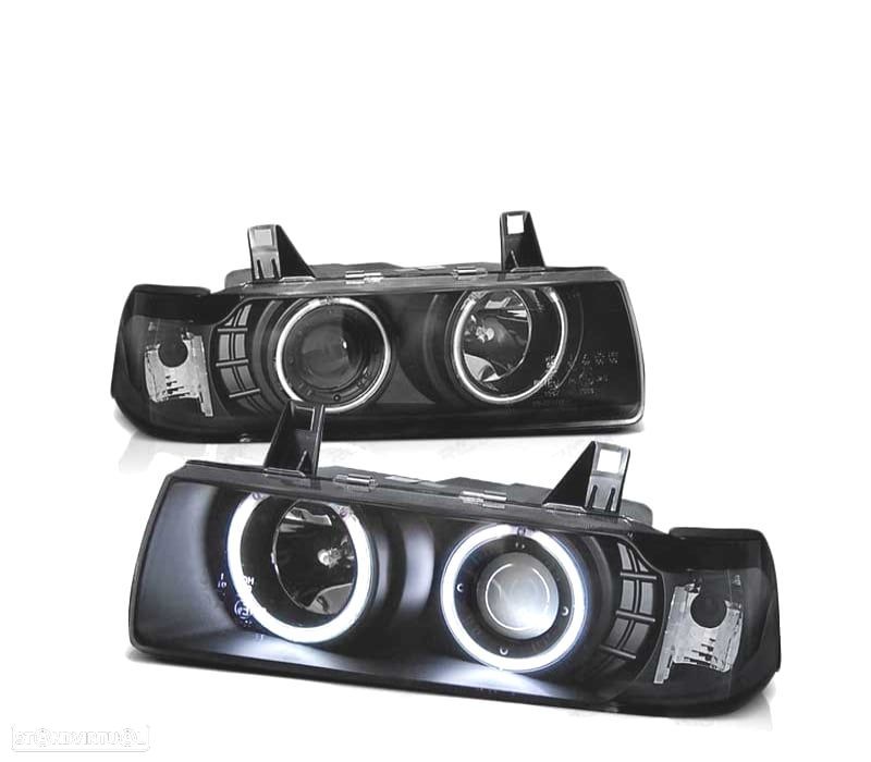 FARÓIS ANGEL EYES CCFL BMW E36 COUPE CABRIO 90-99 PRETO - 1