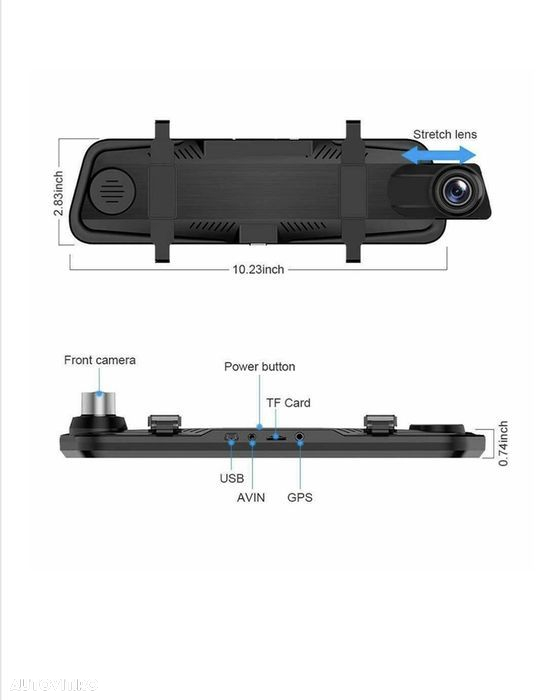 Camera Video Auto Premium Tip Oglinda T108 Dubla Full HD Ecran Touch - 2