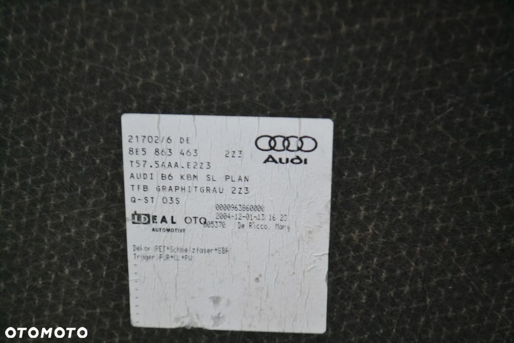 AUDI A4 B6 SEDAN WYKŁADZINA DYWAN BAGAŻNIKA 8E5863463 - 3