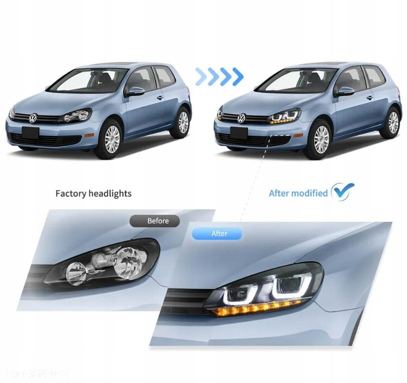 Reflektor Lampa kpl Vland Diody Soczewka Tuning Xenon-look VW Golf VI 6 5k0 - 9