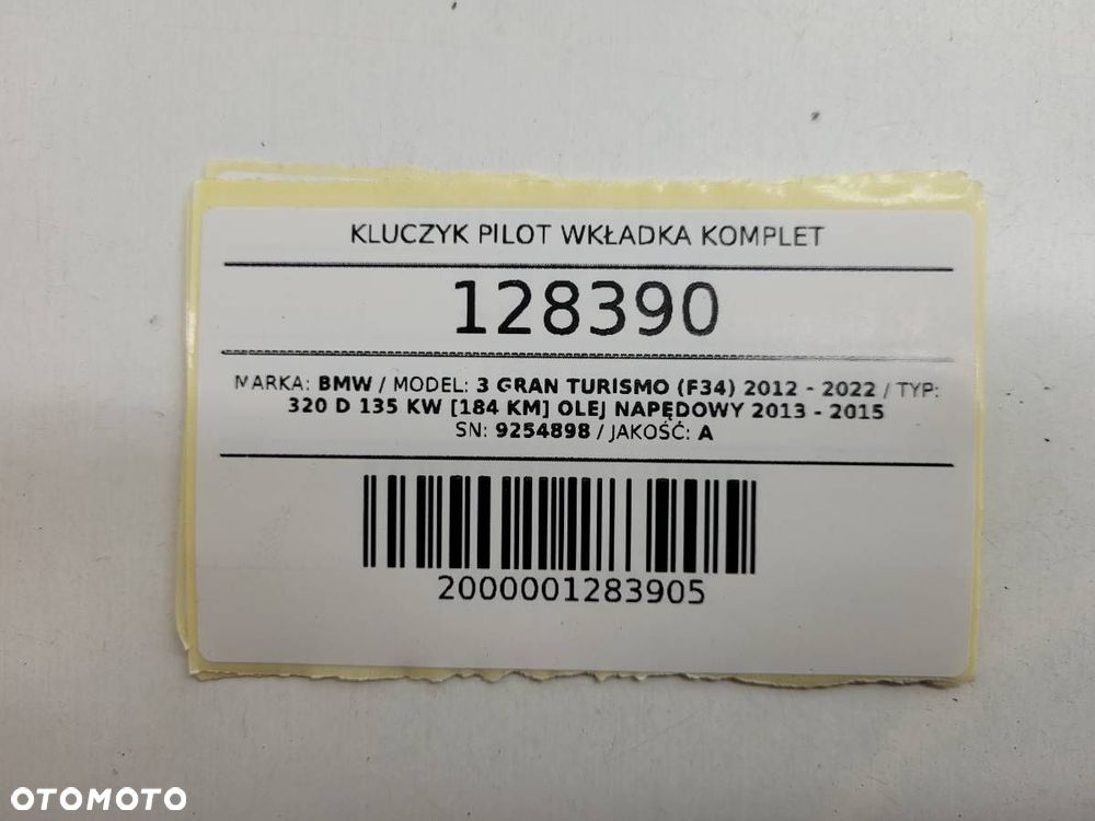 KLUCZYK PILOT WKŁADKA ZAMKA DRZWI KOMPLET BMW 3 F34 GT 9254898 - 21