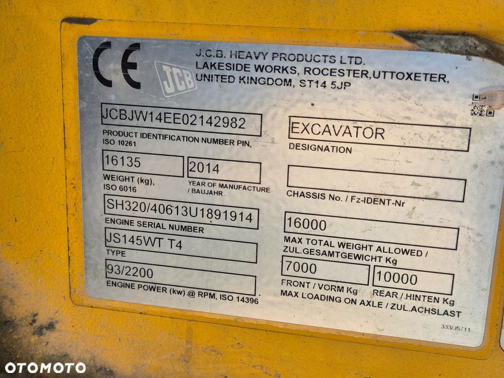 JCB JS145 W 2014 ROK, SUPER STAN, TYLKO 6248 MTH, Z NIEMIEC,160, 175 - 10