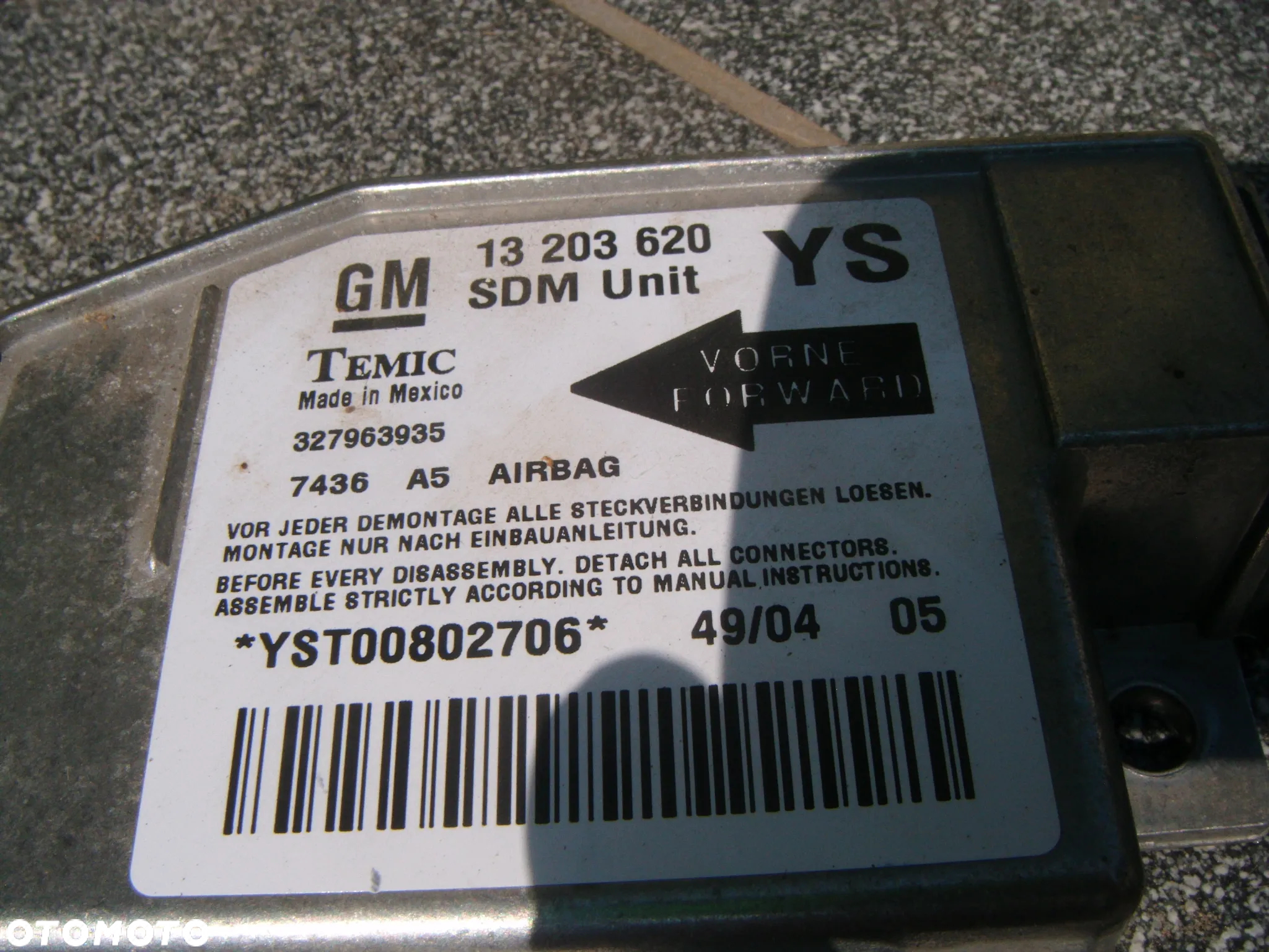 opel meriva a sensor airbag 13203620 - 2