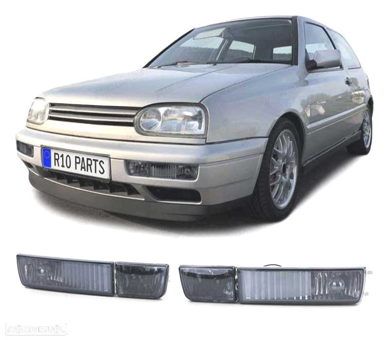 FARÓIS NEVOEIRO COM PISCA VOLKSWAGEN VW GOLF 3 VENTO 92-98 FUNDO PRETO - 1