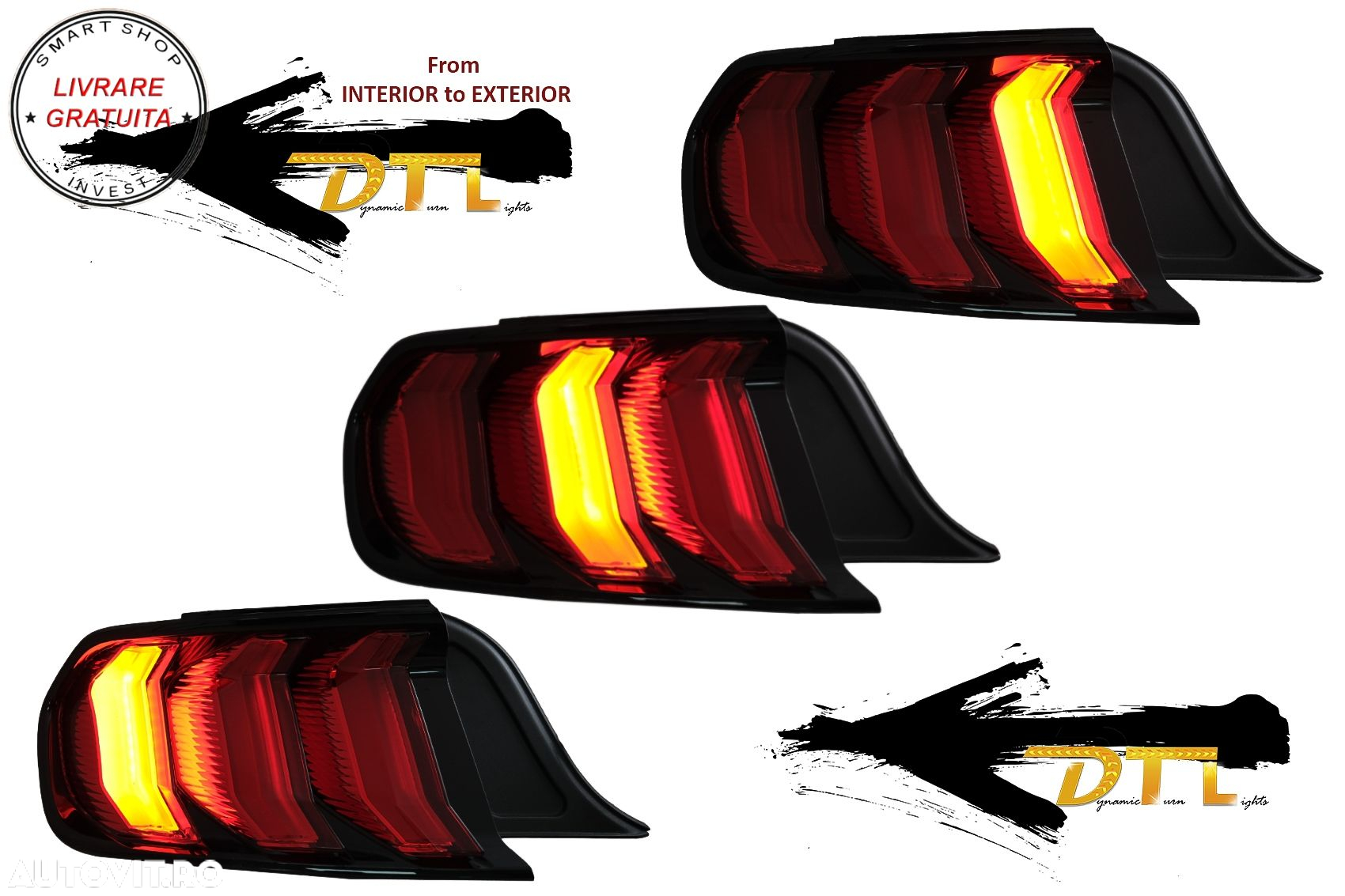 Stopuri Full LED compatibile cu Ford Mustang VI S550 (2015-2019) Semnal Dinamic Se- livrare gratuita - 13