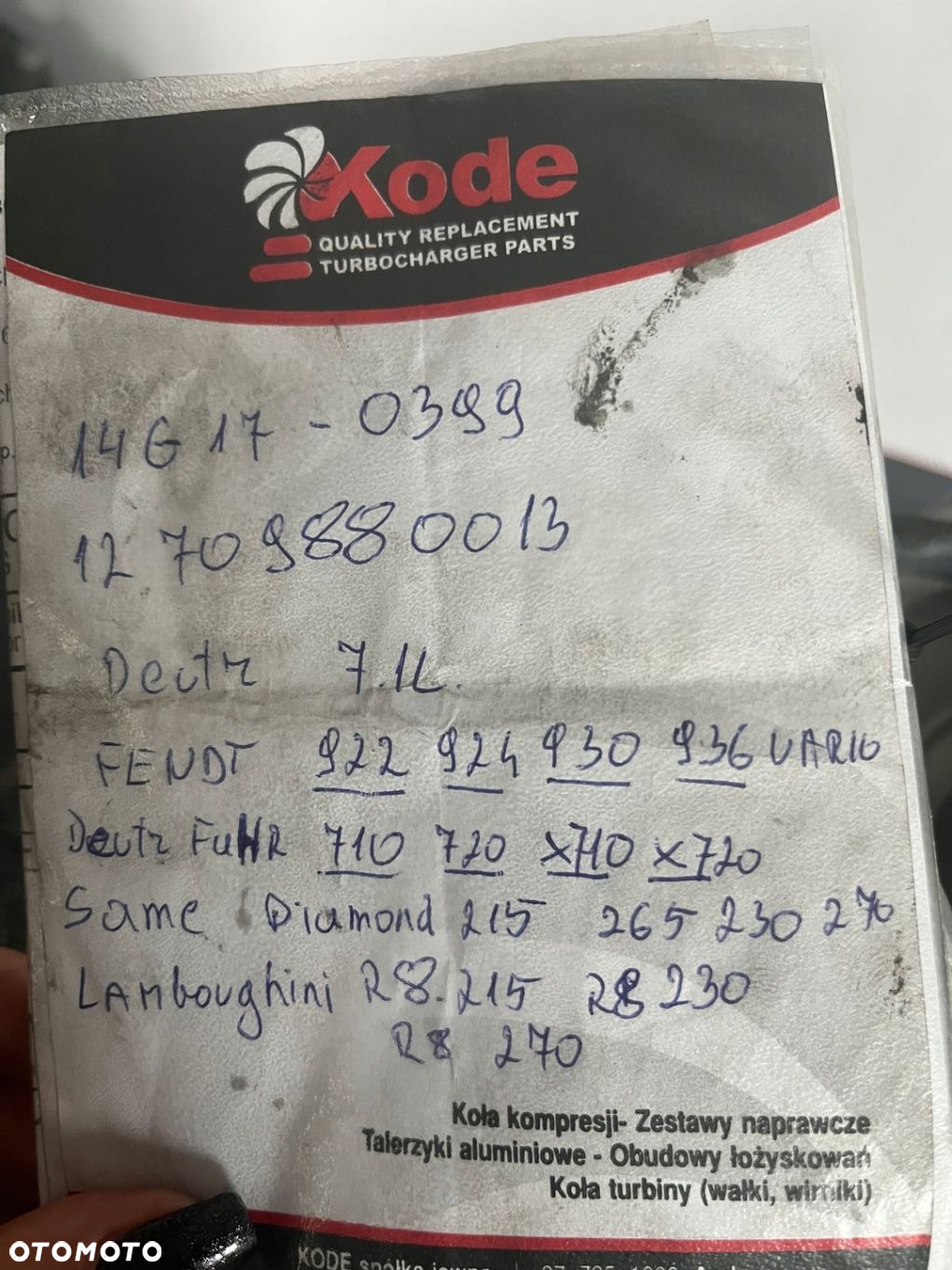 12709880013 turbosprężarka deutz fahr  rabat opis - 4