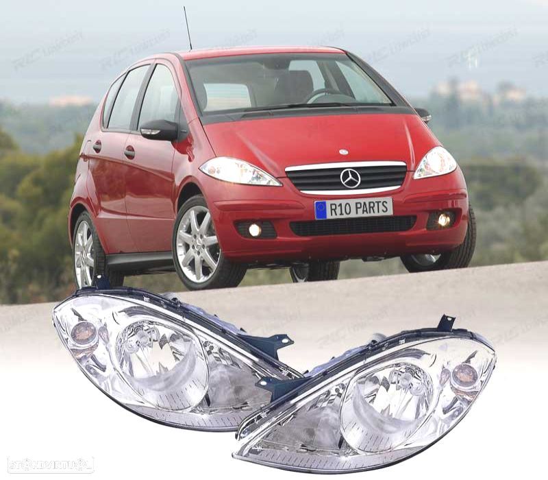 FARÓIS MERCEDES CLASSE A W169 04-08 FUNDO CROMADO - 1