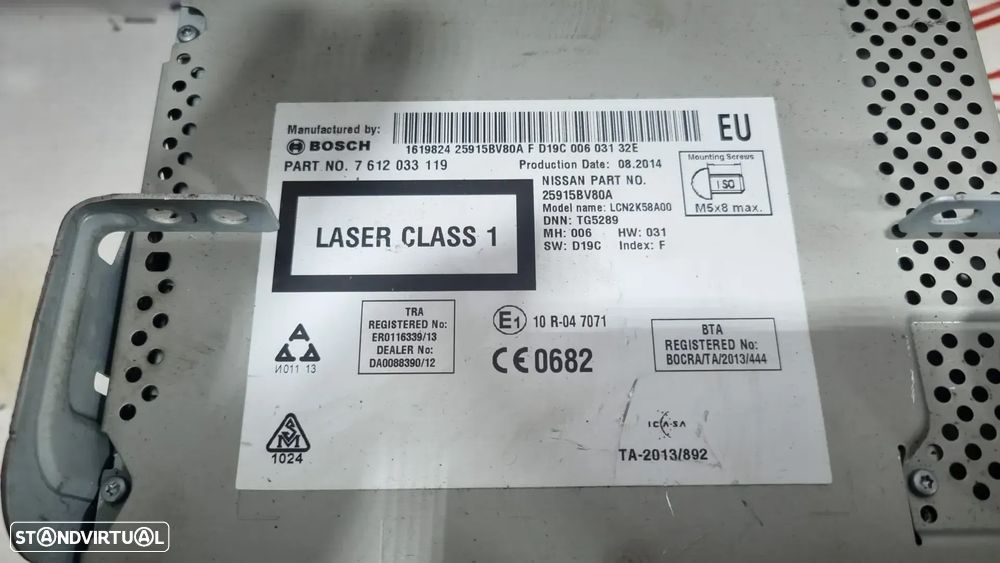 Auto Rádio Display Ecrã Comando Nissan Juke F15 7612033119 Original - 3