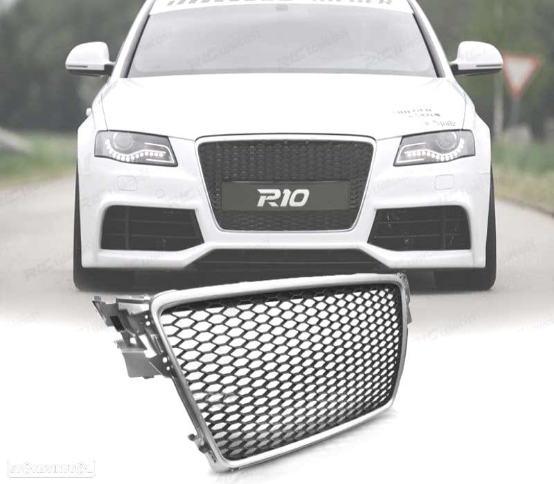 GRELHA FRONTAL AUDI A4 B8 08-11 LOOK RS CINZA CLARO - 1