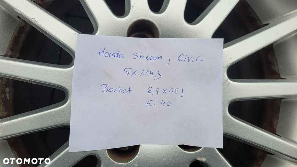 Honda Stream Civic Felgi alumioniowe 5x114,3 6,5/15 - 2