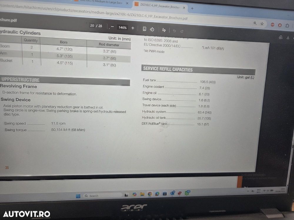 Hitachi ZX210LC-6, 2021, 2.676h, 23,1 tone, CUPLA RAPIDA HIDRAULICA, cupa 1,3mc, 3 pompe hidr, inst picon, camera spate si laterale, antifurt, latime 2,99m, ad sapare 7m, cons mediu 12l/h, lant 90% ok, posibil leasing-STARE CA NOU-PROMOTIE 99.750 Eur+Tva - 37