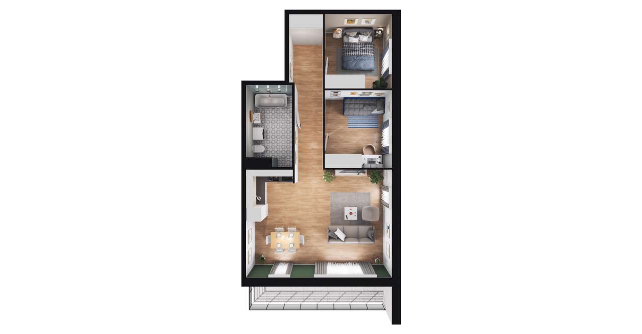 3-pokojowe mieszkanie 63m2 + balkon Bezpośrednio - Pełny obrazek: 3/12