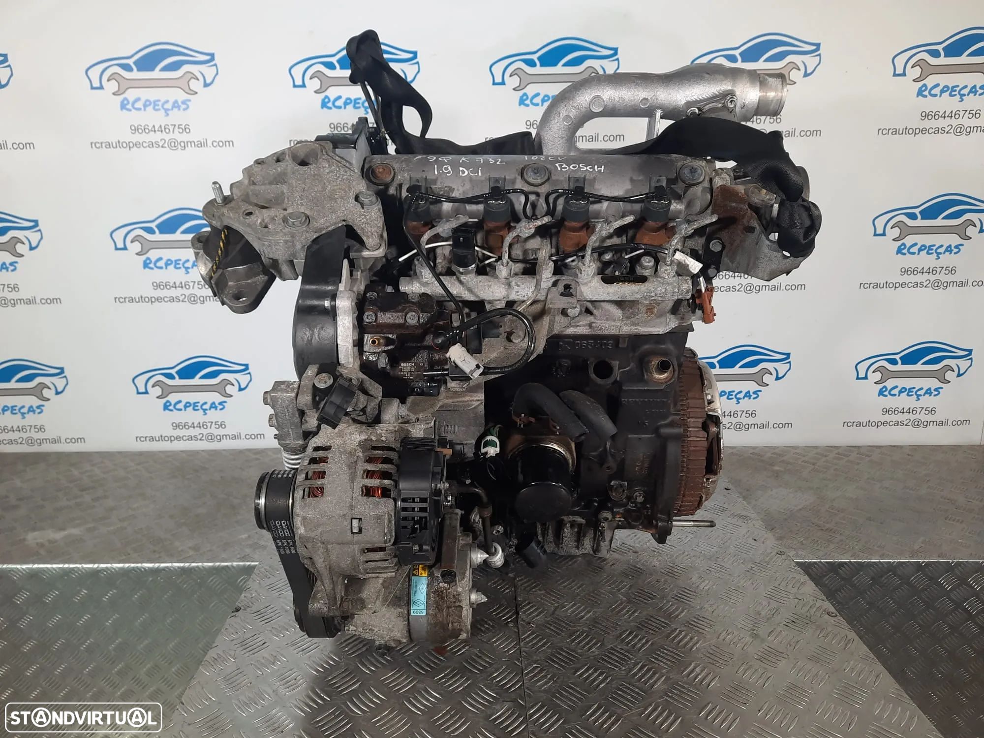 MOTOR COMPLETO 1.9 DCI 8V 102CV F9QK732 F9Q732 RENAULT SCÉNIC I 1 MK1 MOTOR ARRANQUE ALTERNADOR BIMASSA COMPRESSOR EMBRAIAGEM BOMBA DIRECAO INJETORES - 1